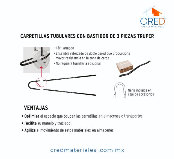 Carretilla 6ft3 Imponchable, bastidor tubular, Truper Expert - Imagen 7
