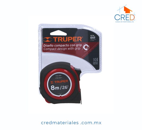 Flexómetro Truper compacto contra impactos 8m - Imagen 2