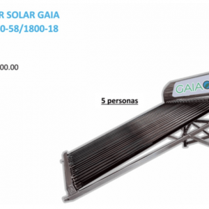 Calentador Solar Marca GAIA 18 tubos 5 personas Capacidad Tanque de 152 LT con tubos de 48 LT