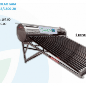 Calentador Solar marca GAIA 20 tubos 6 personas Capacidad de tanque 167 LT tubos de 53 LT