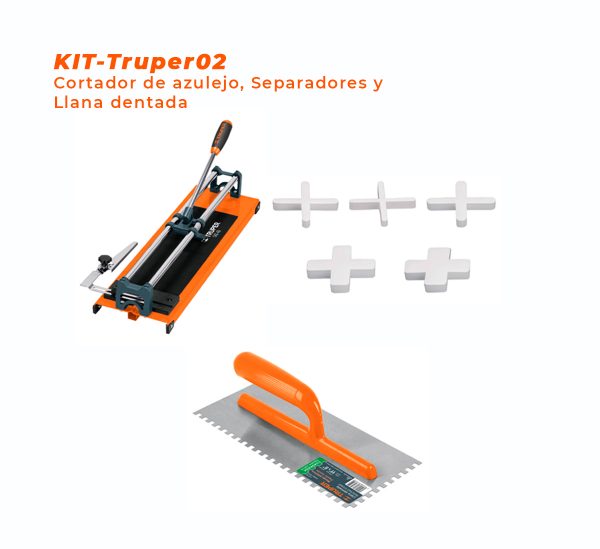 Cortadora Azulejo 16, Separadores 5mm, Llana Dentada-Kit Truper 02