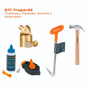 Kit Truper 05 - Tiralineas, Plomada, Martillo 16oz,  Amarrador