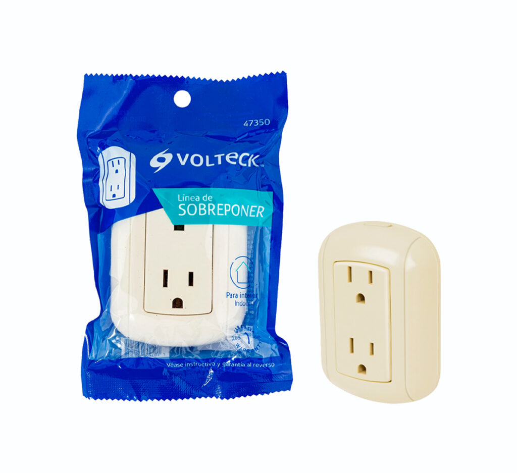 Contacto de sobreponer dúplex 2 polos + tierra, Volteck