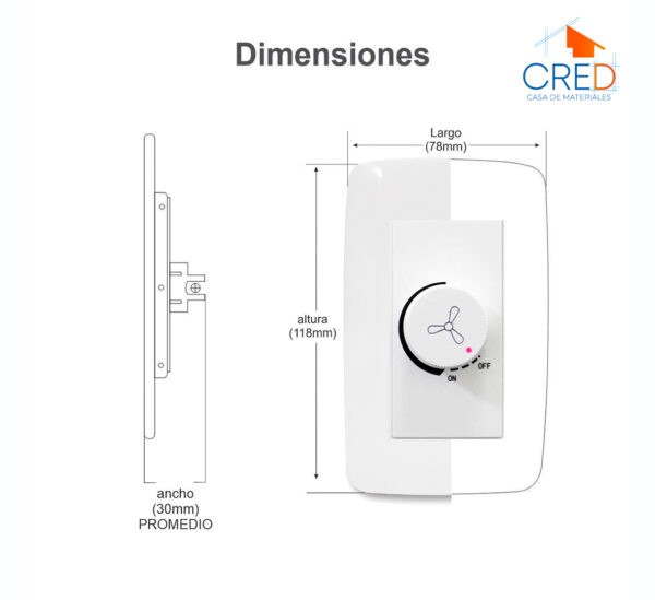 Placa Con Dimmer Rotativo Para Ventilador 300w, JWJ - Imagen 3