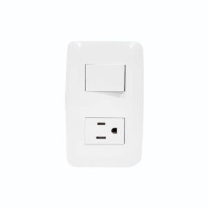 PLACA CON INTERRUPTOR SENCILLO Y UNA TOMA DE CORRIENTE