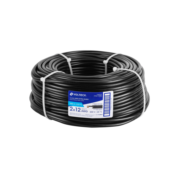 Metro de cable uso extra rudo 2 x 12 AWG en rollo de 100 m