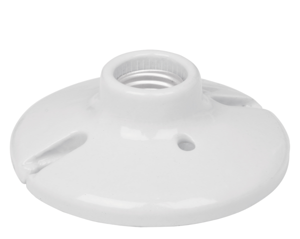 Soquet o Portalámpara de porcelana, 4-1/2", circular marca Volteck