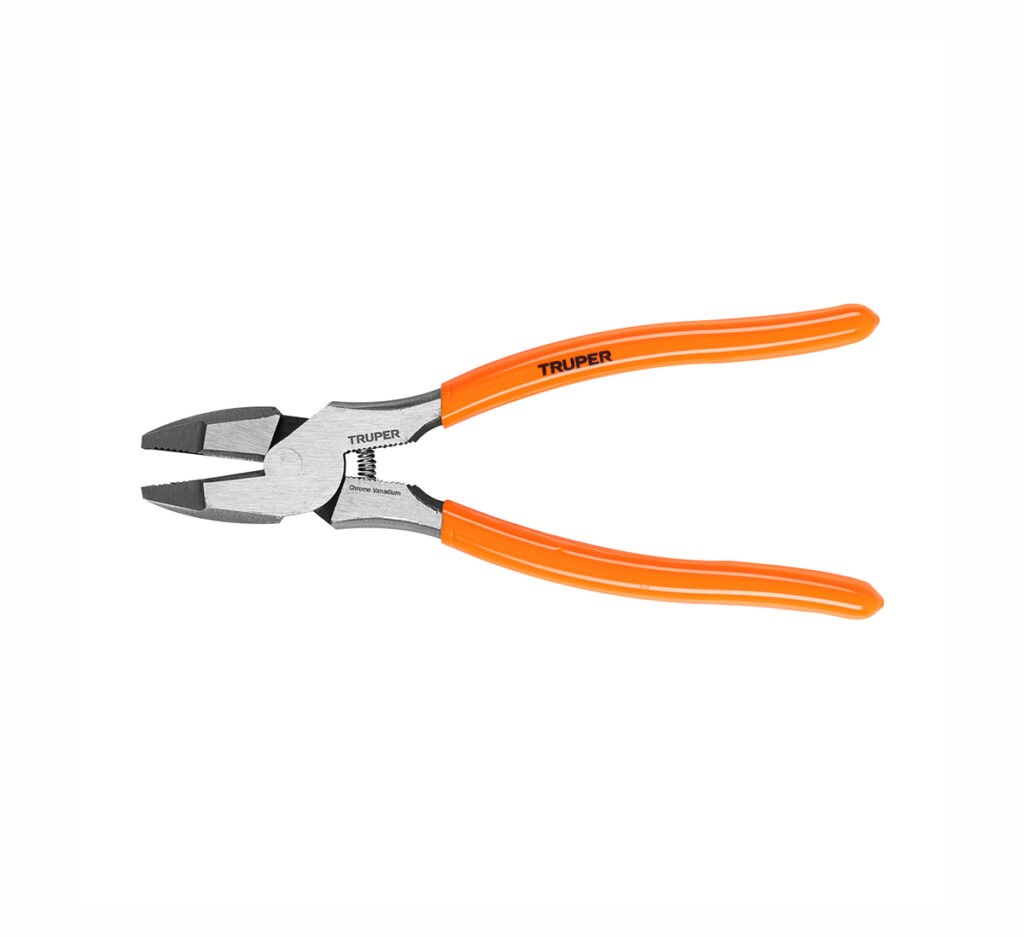 Pinza para electricista 8″ alta palanca mango PVC, Truper