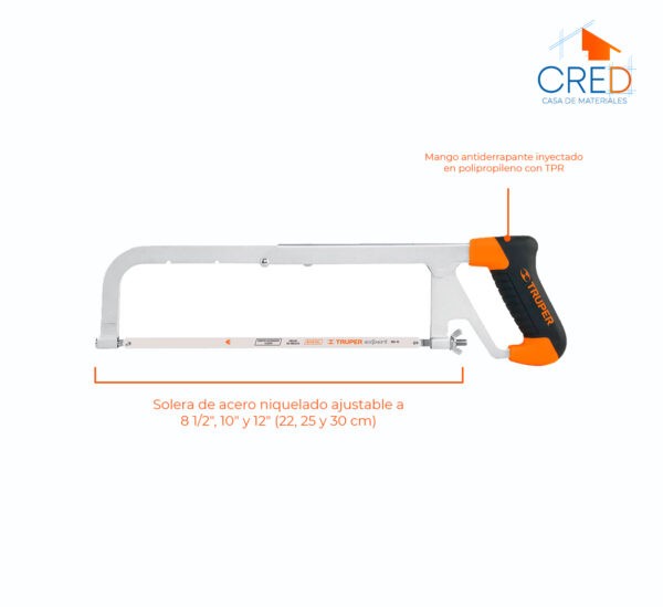 Arco para segueta 12" profesional ajustable - Truper - Imagen 3