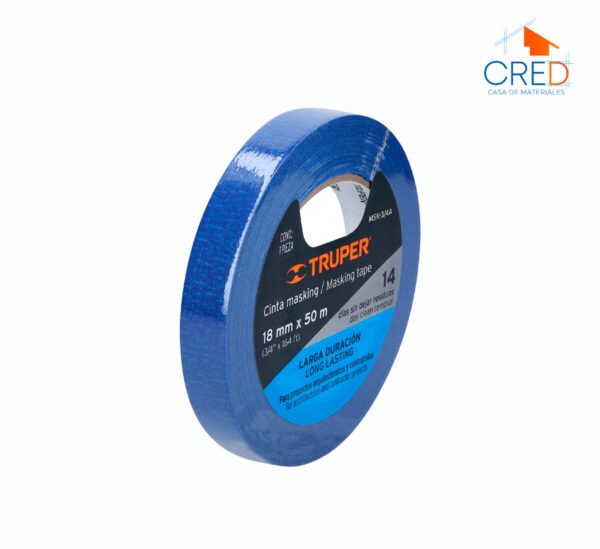 Cinta masking tape azul de 3/4" x 50 m, Truper