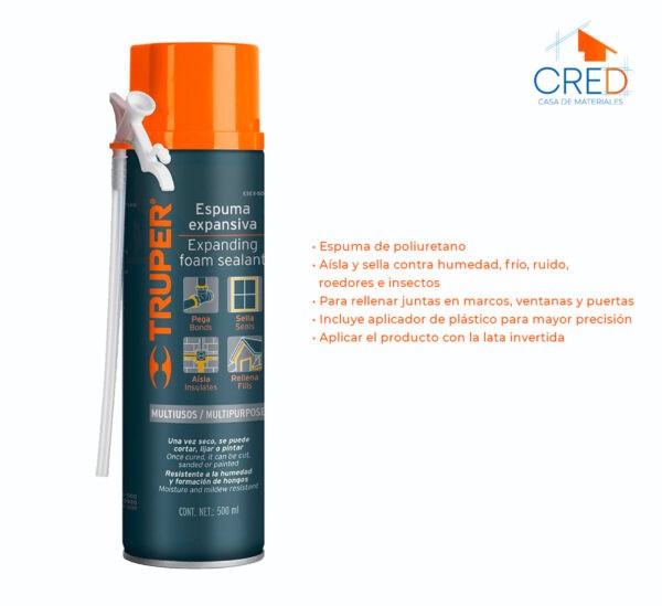 Espuma Expansiva De 500 Ml - Truper - Imagen 3