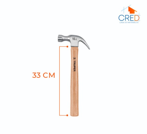 Martillo Pulido 16 Oz Uña Curva, Mango Madera, Truper - Imagen 4