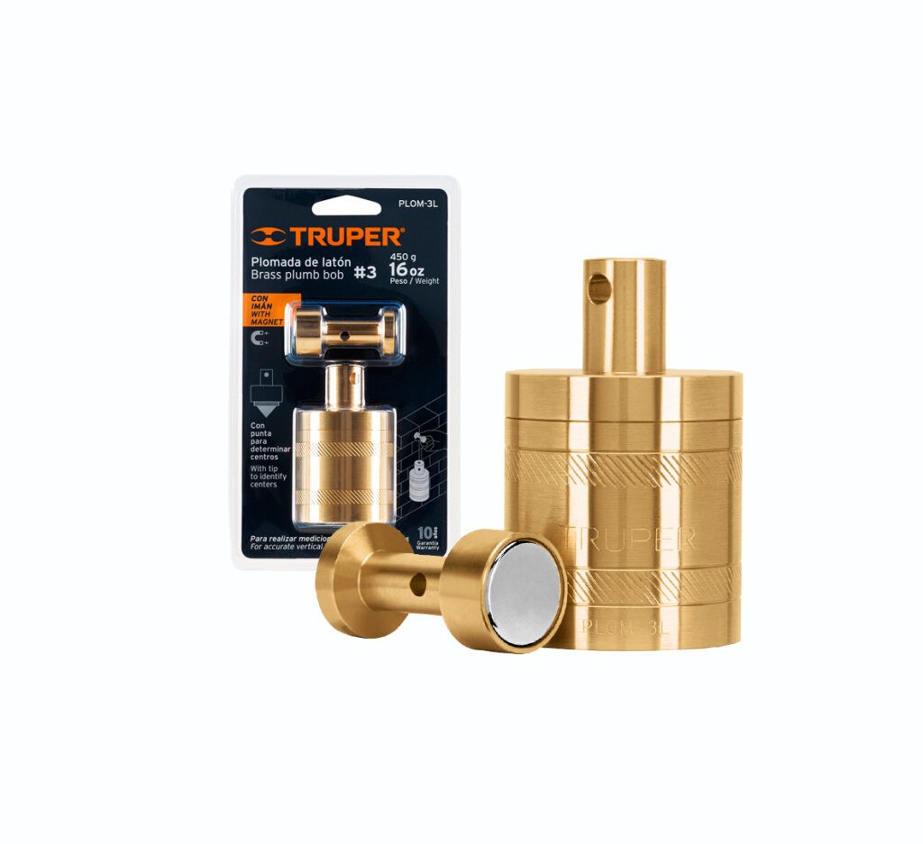 Plomada De Latón 16 Oz Con Centro Y Guía Magnética, Truper