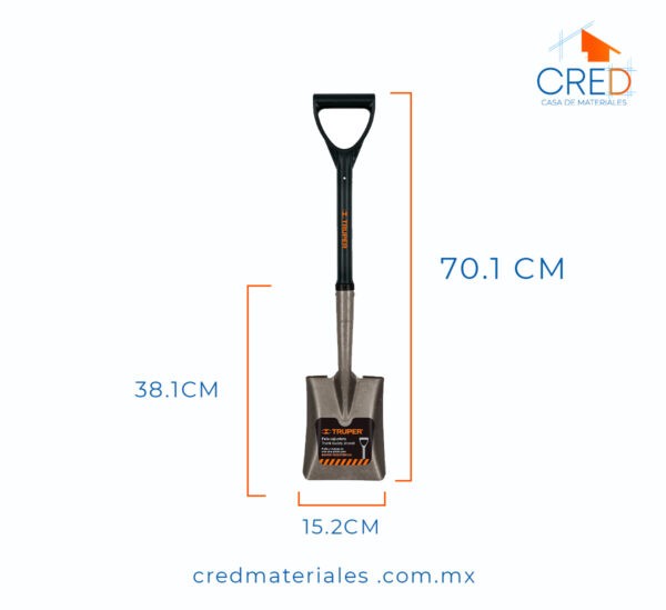 Pala Cajuelera Cuadrada Puño  D  Con Mango Fibra De Vidrio - Imagen 3