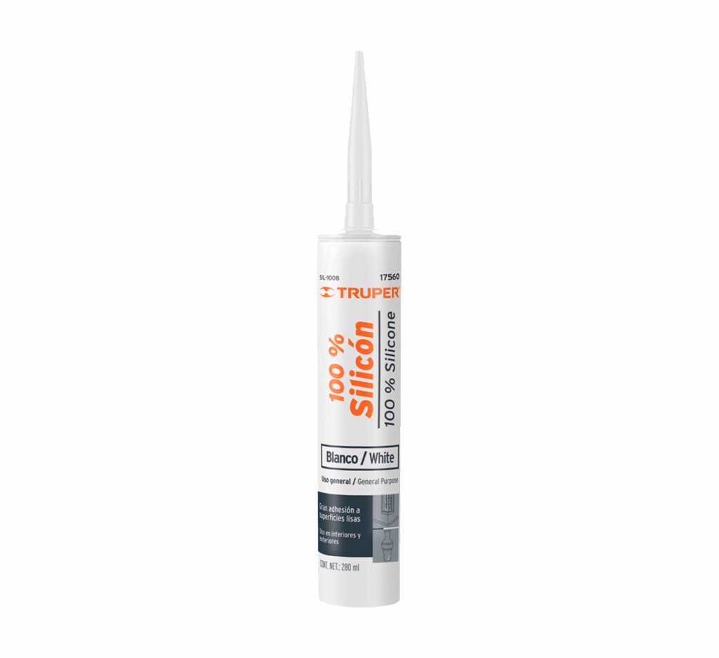 Sellador Blanco 100% Silicón De 280 Ml, Truper