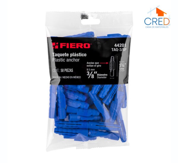 Bolsa con 50 taquetes de plástico 3/8", Fiero - Imagen 3