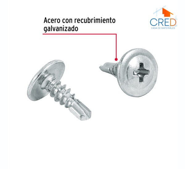 Bolsa con 100 pijas cabeza cruz, punta de broca 1/2", Fiero - Imagen 3