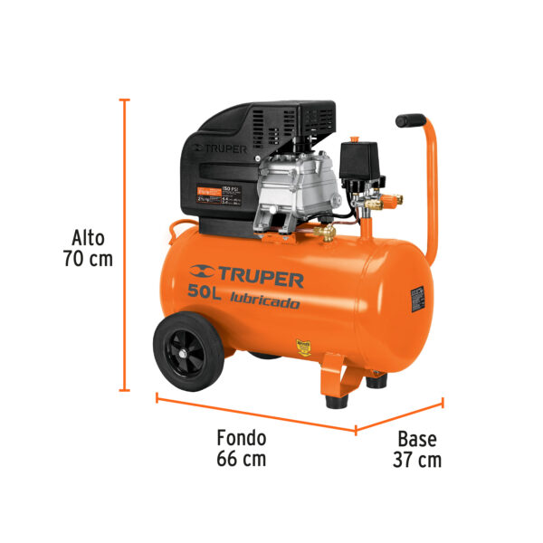 Compresor 50 L, 3-1/2 HP, manguera de PVC y pistola - Imagen 5