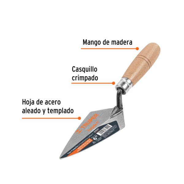 Cuchara para albañil 6" forjada tipo Filadelfia, Truper - Imagen 2