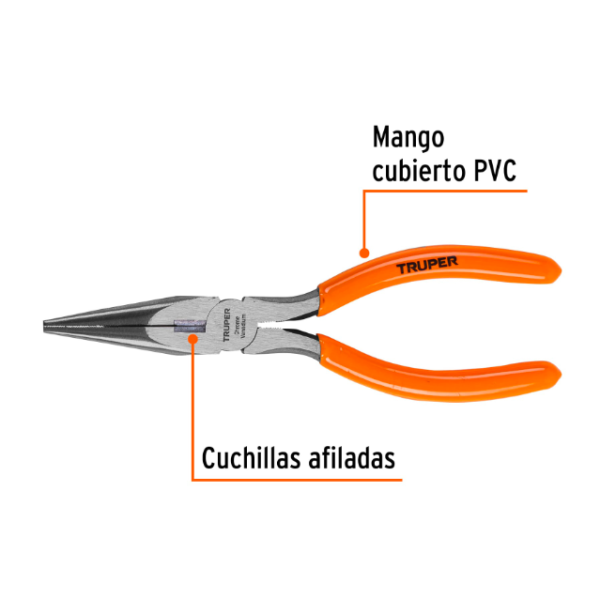 Pinza de punta y corte 7" mango de PVC, Truper - Imagen 3