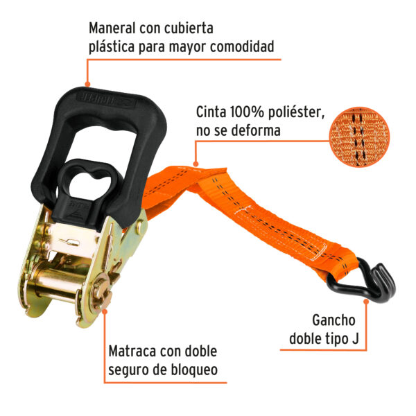 Sujetadores con matraca carga máxima 1000 kg 2pz - Imagen 4