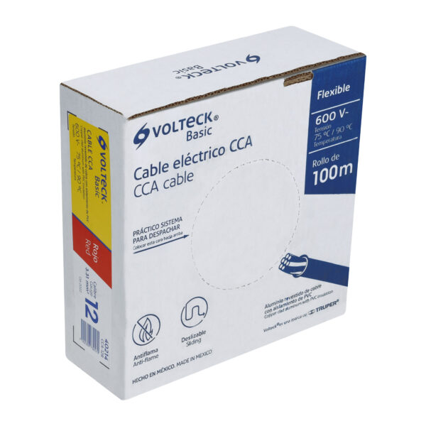 Rollo de 100 metros de cable THW CCA 12 AWG negro Volteck - Imagen 8
