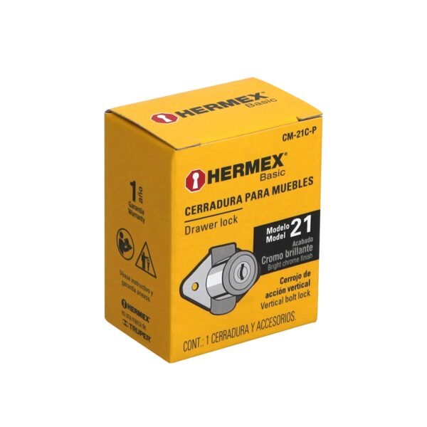 Cerradura Para Mueble, Modelo 21, Cromo, Hermex - Imagen 4