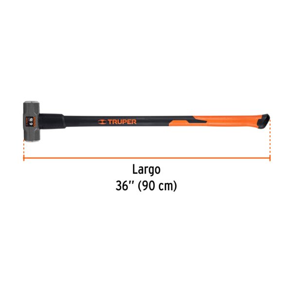 Marro octagonal 6 lb, mango fibra de vidrio 36", Truper - Imagen 4