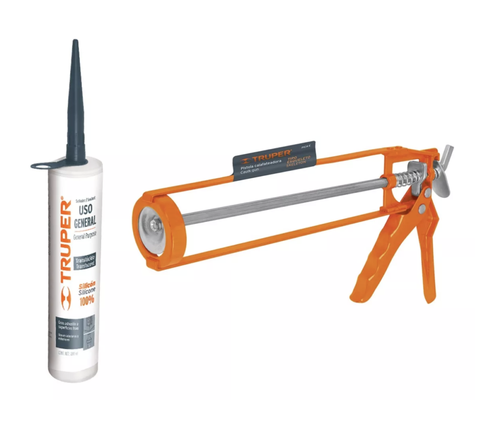 Pistola Calafateadora + Sellador Blanco 100% Silicón